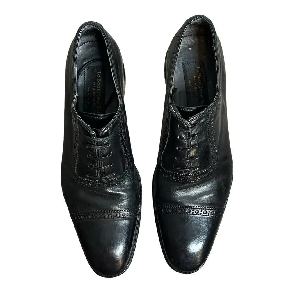 To Boot New York Brogued Cap Toe Oxford Leather Black Shoes Italy Size 8 Mens